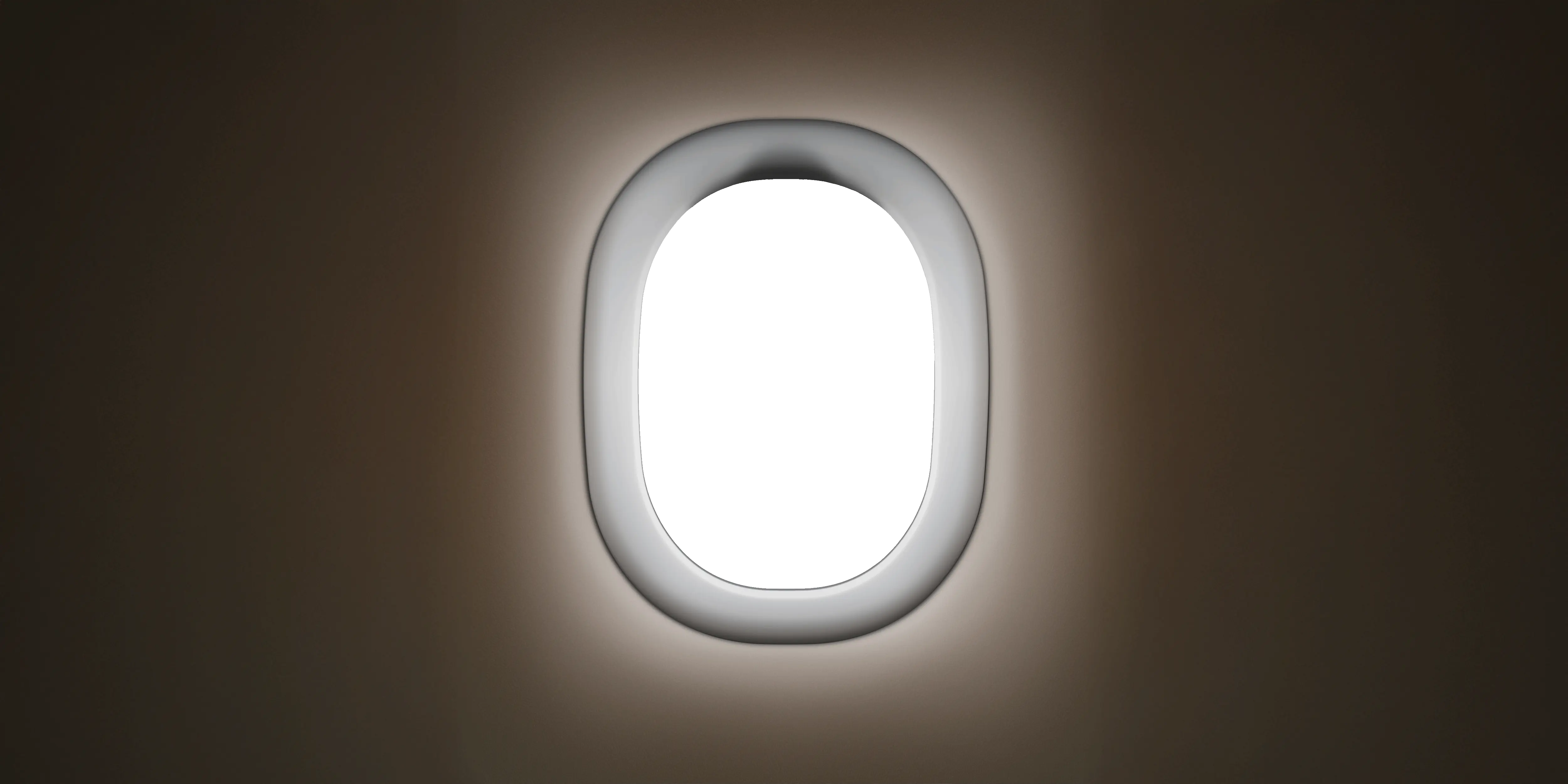 Okno prywatnego odrzutowca w ciemnej ścianie kabiny
